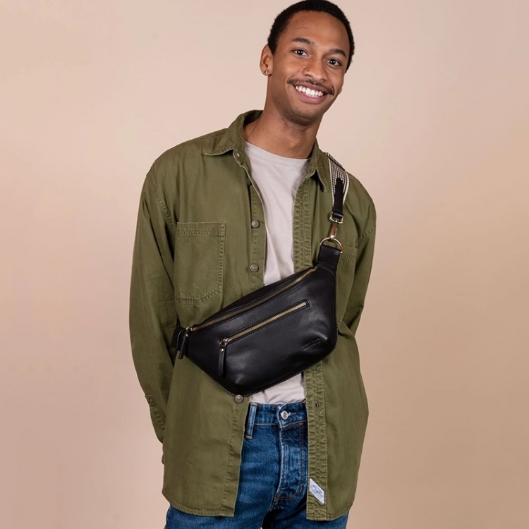 Drew Bum Bag soft grain leathe Black