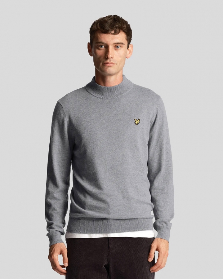 Roll neck jumper T28-Mid grey ma
