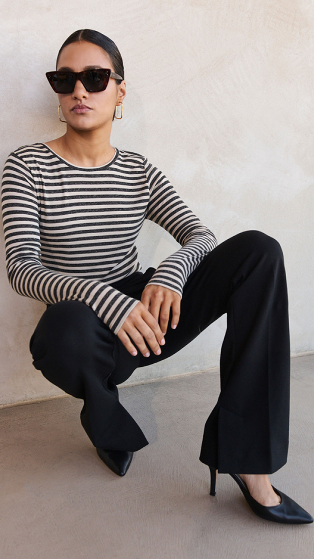 basic ls stripe top 018-chalk