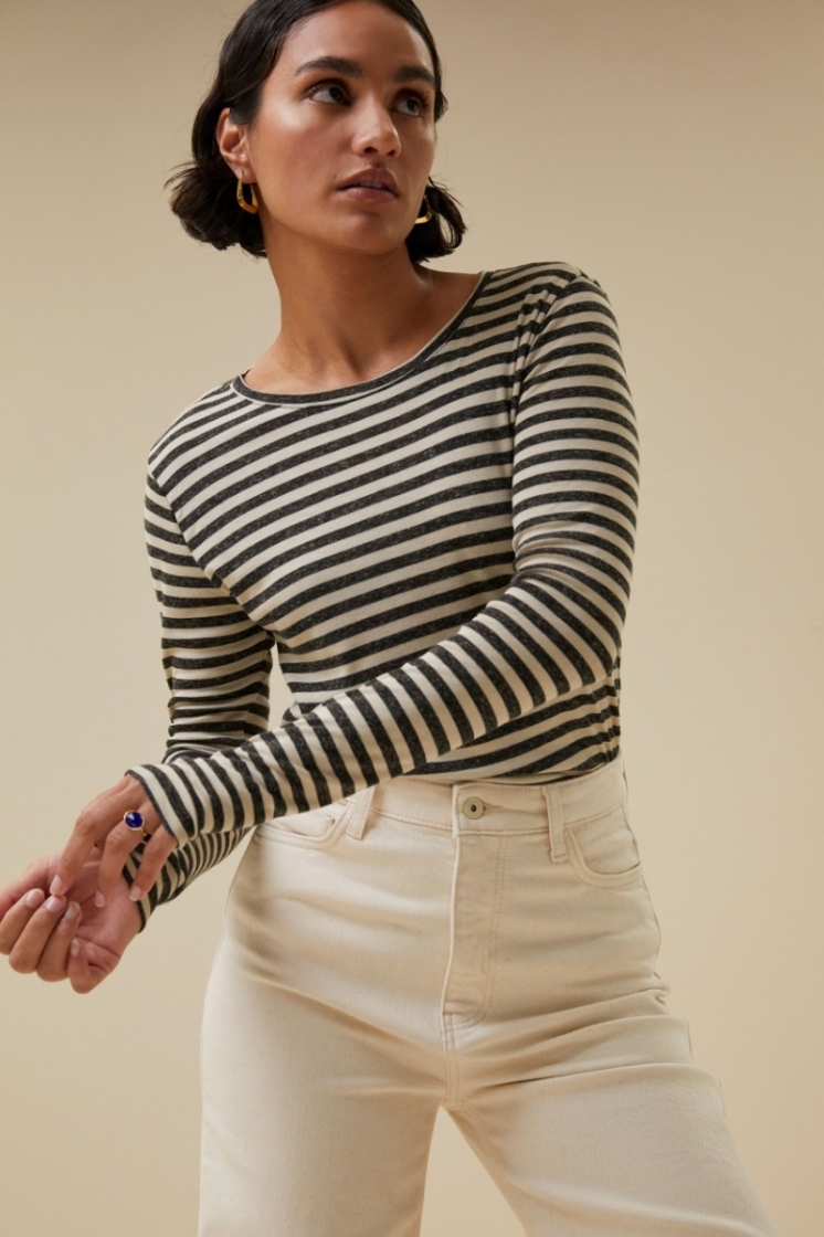 basic ls stripe top 018-chalk