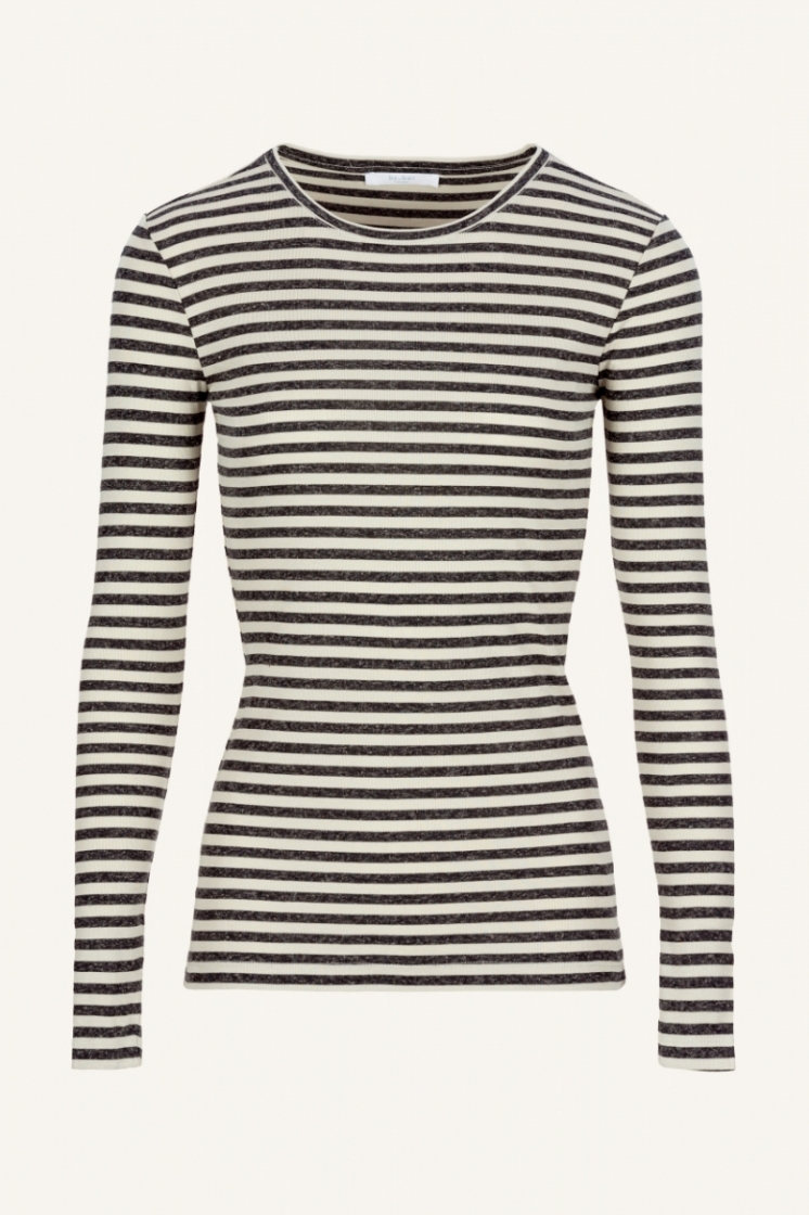basic ls stripe top 018-chalk