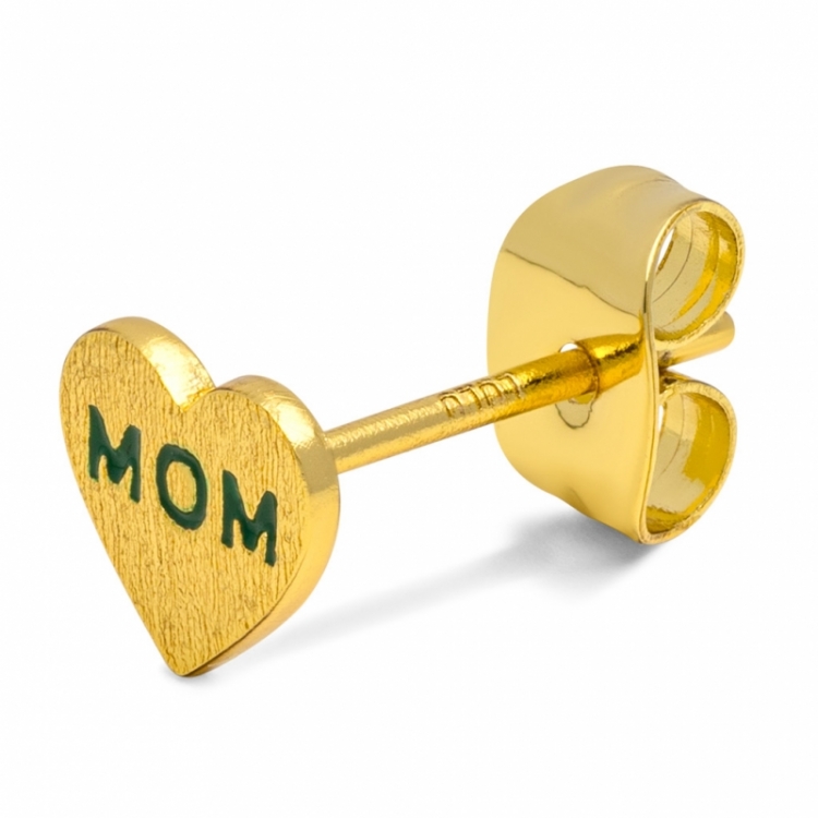 Heart Mom 1 Pcs Gold Plt. Green