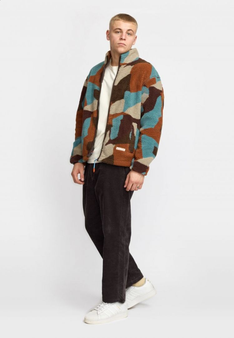 Printed teddy jacket Brown