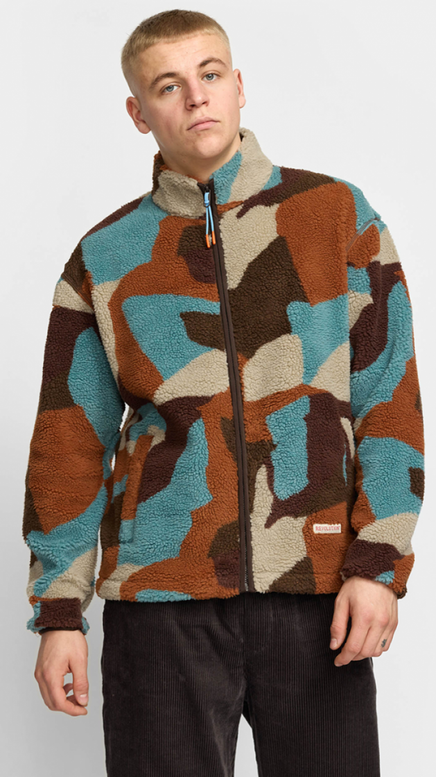Printed teddy jacket Brown