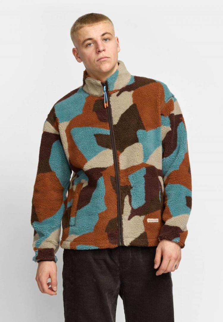 Printed teddy jacket Brown