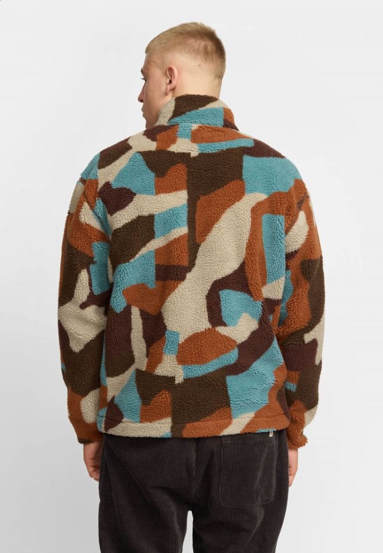 Printed teddy jacket Brown