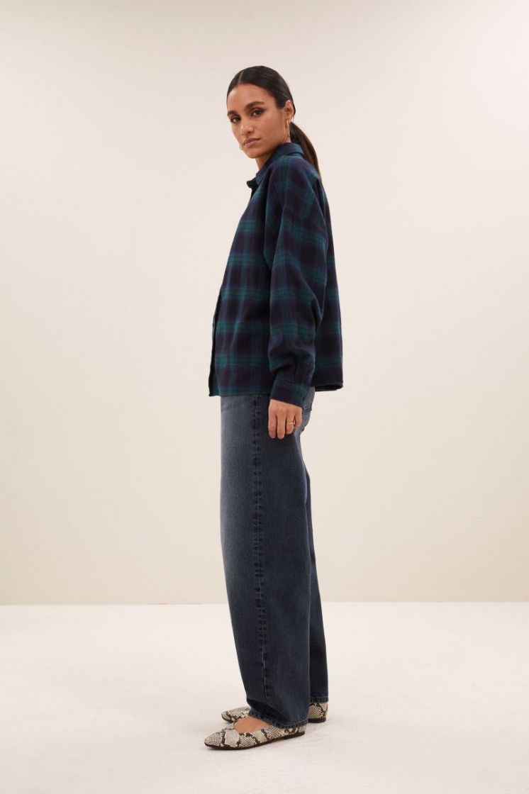 Jada check blouse 499-Bottle Gree