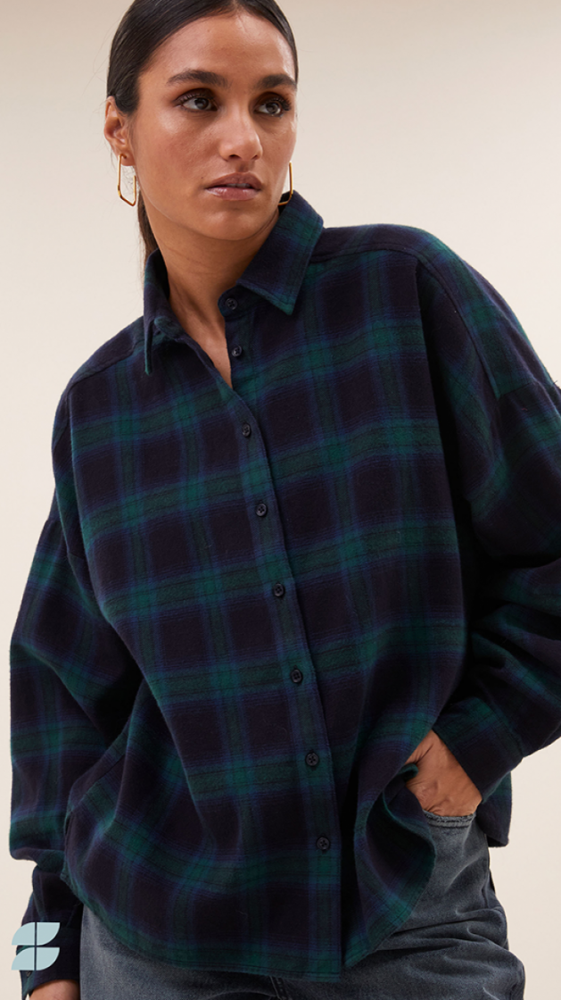 Jada check blouse 499-Bottle Gree