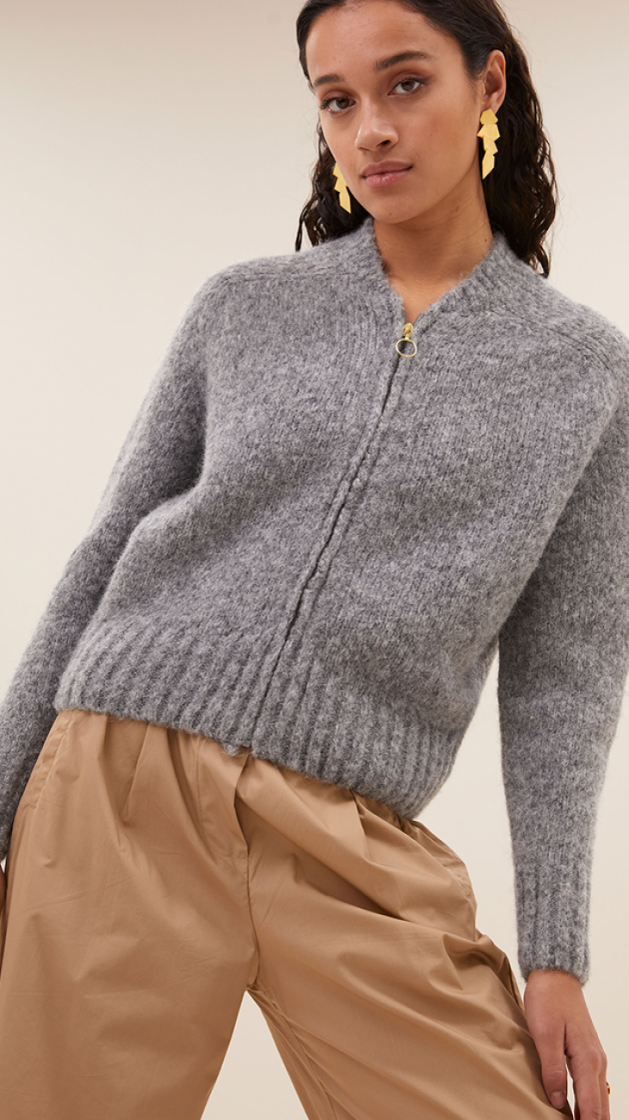 Jonas zipp cardigan 825-Grey melee