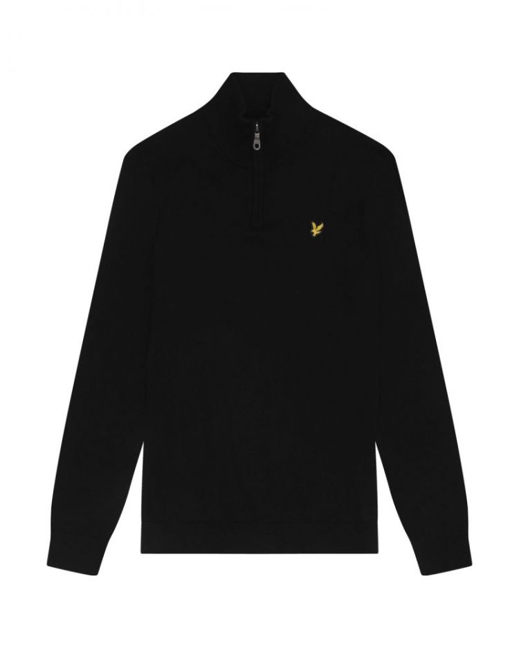 cotton merino quarter zip Z865-Jet Black