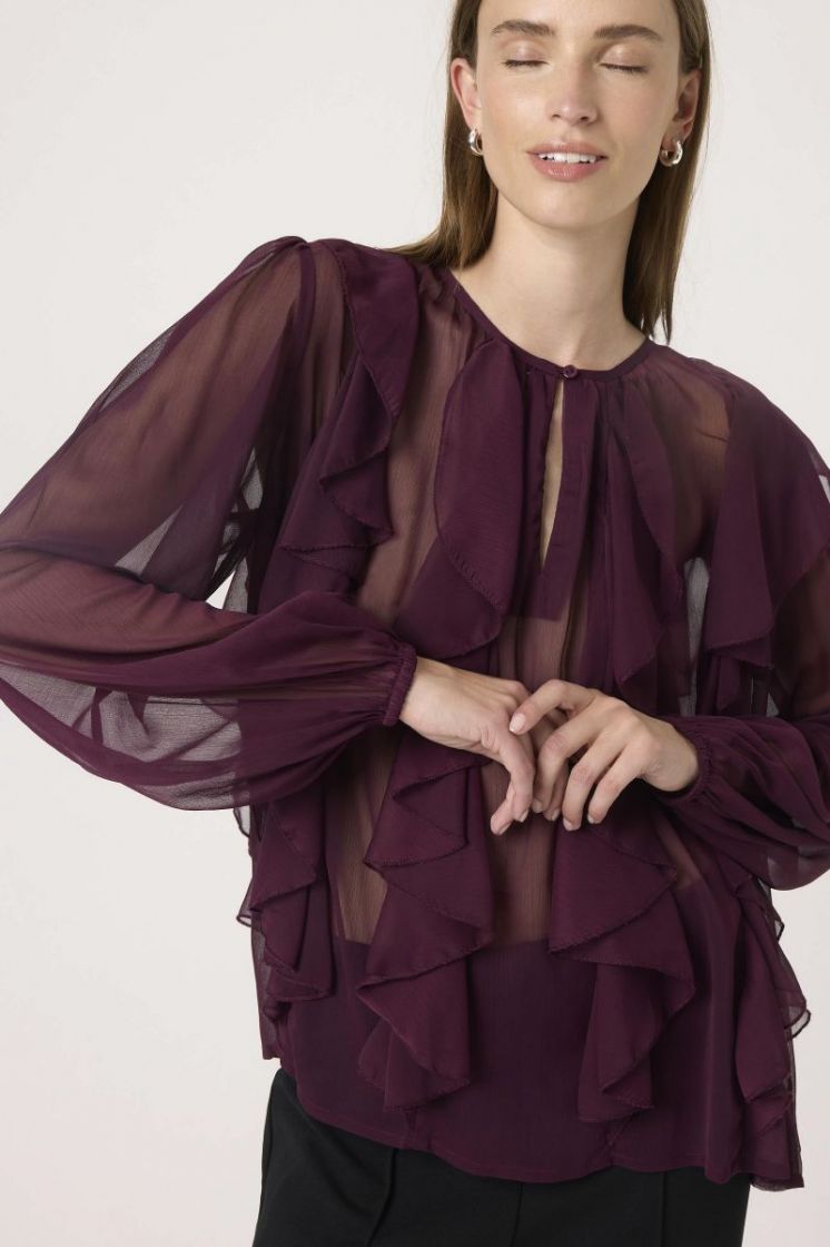 SLHarietta frill blouse 192118-Winetast