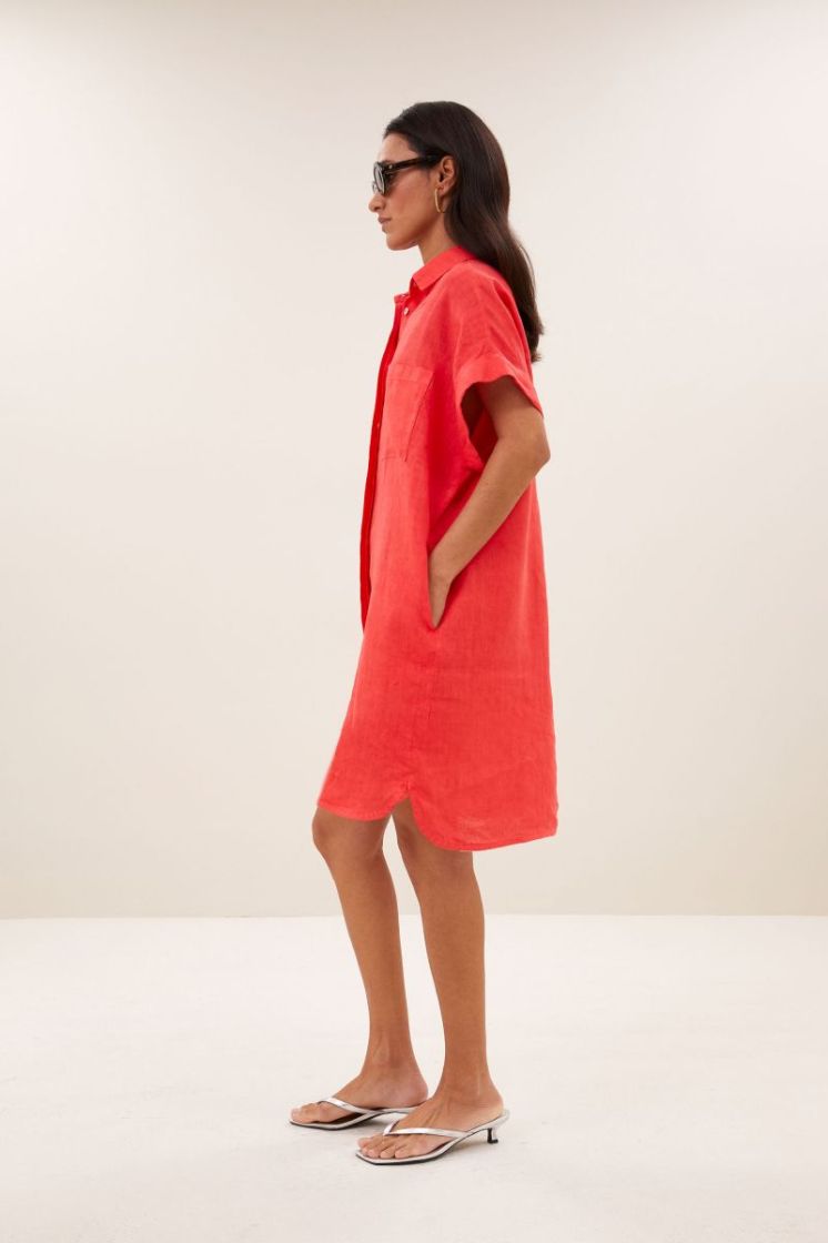 Hella Linen Dress 332-Lipstick
