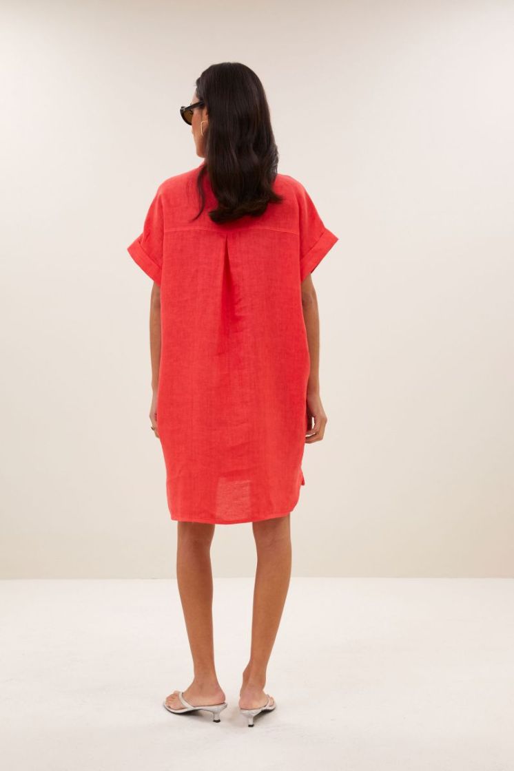 Hella Linen Dress 332-Lipstick