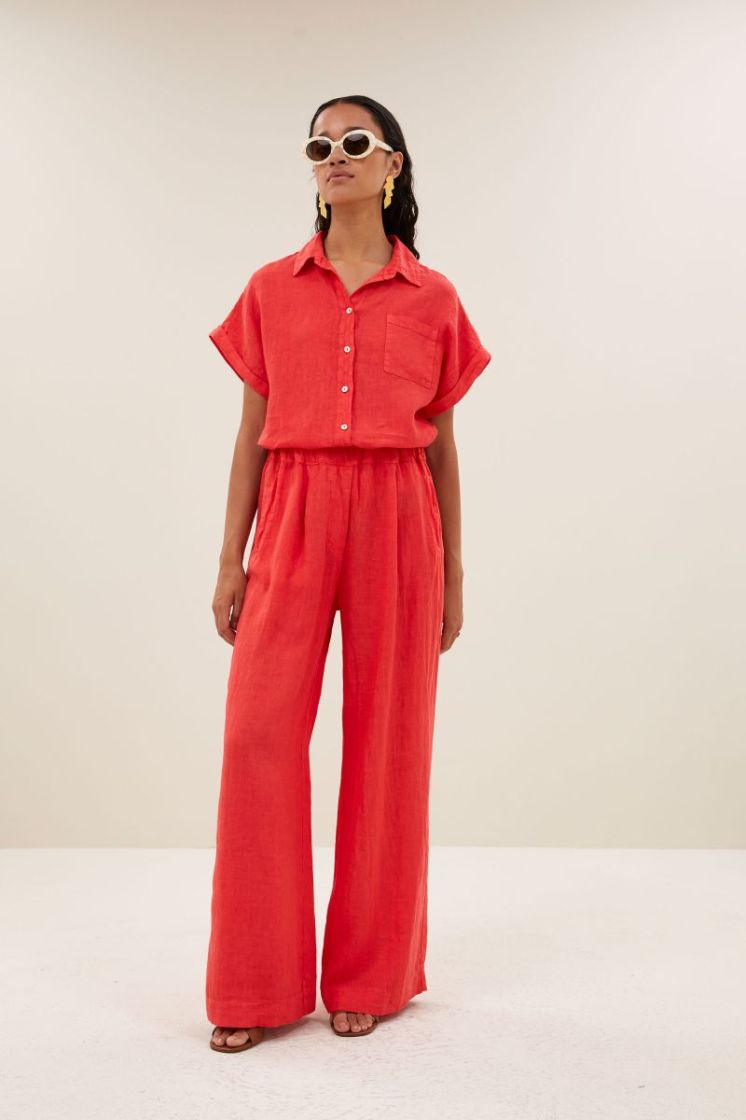 Benji linen Pants 332-Lipstick