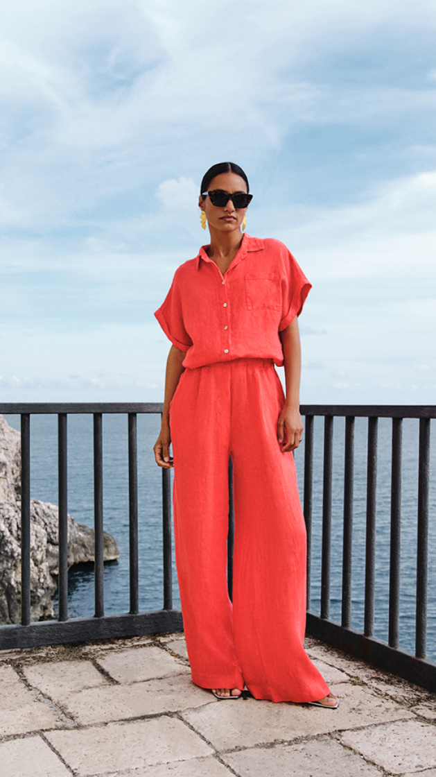 Benji linen Pants 332-Lipstick
