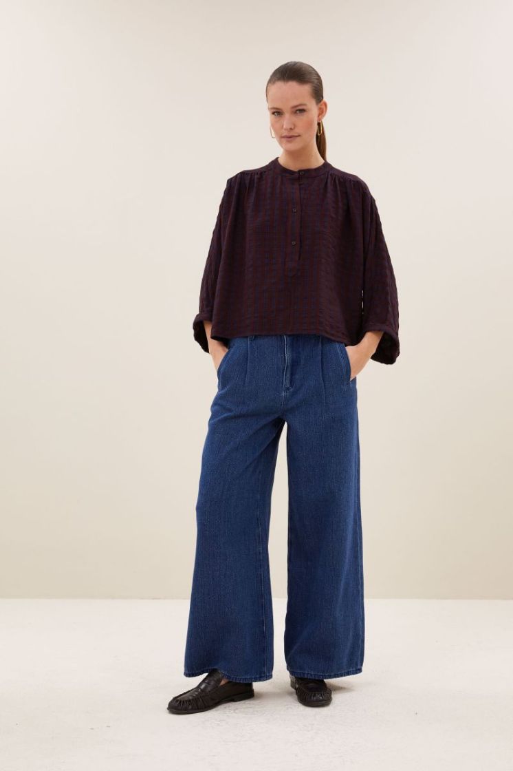 Jess Blouse 1341-Wine Check