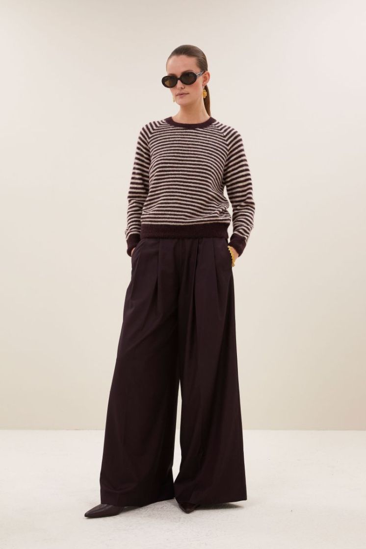 Sally Stripe Pullover 1342-Burgundy C