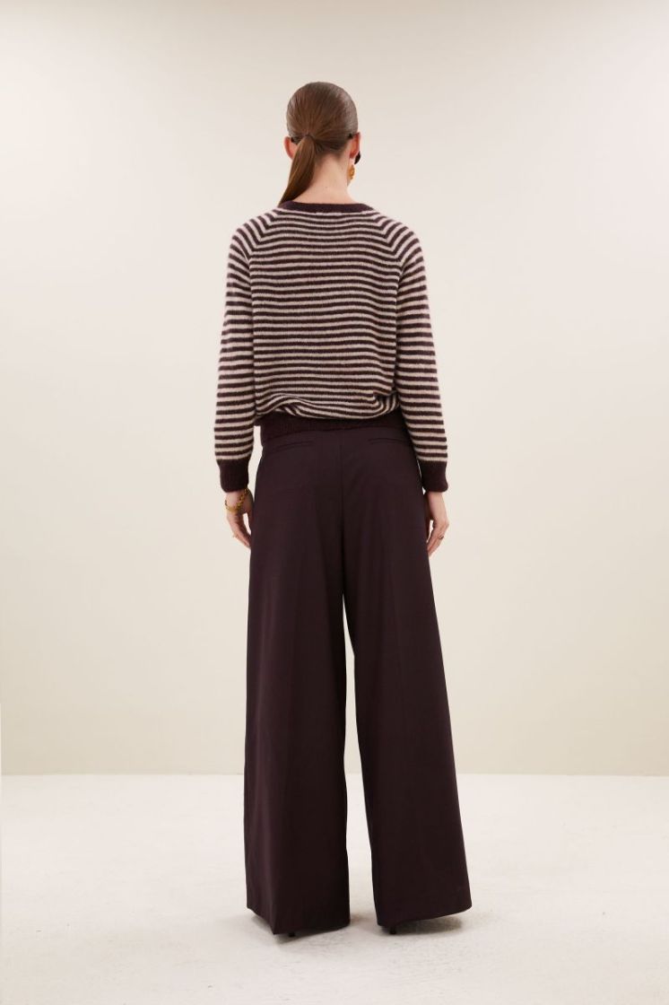 Sally Stripe Pullover 1342-Burgundy C