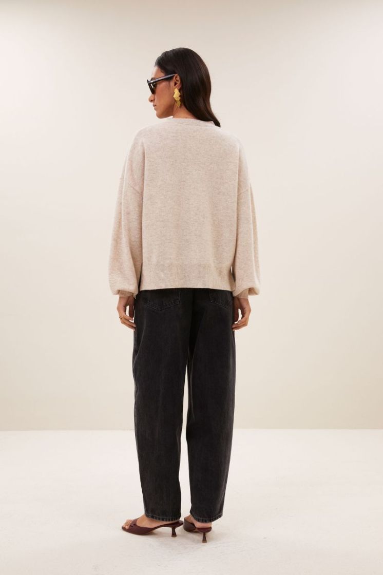 Sammie Round Neck Pullover 826-Oyster mele