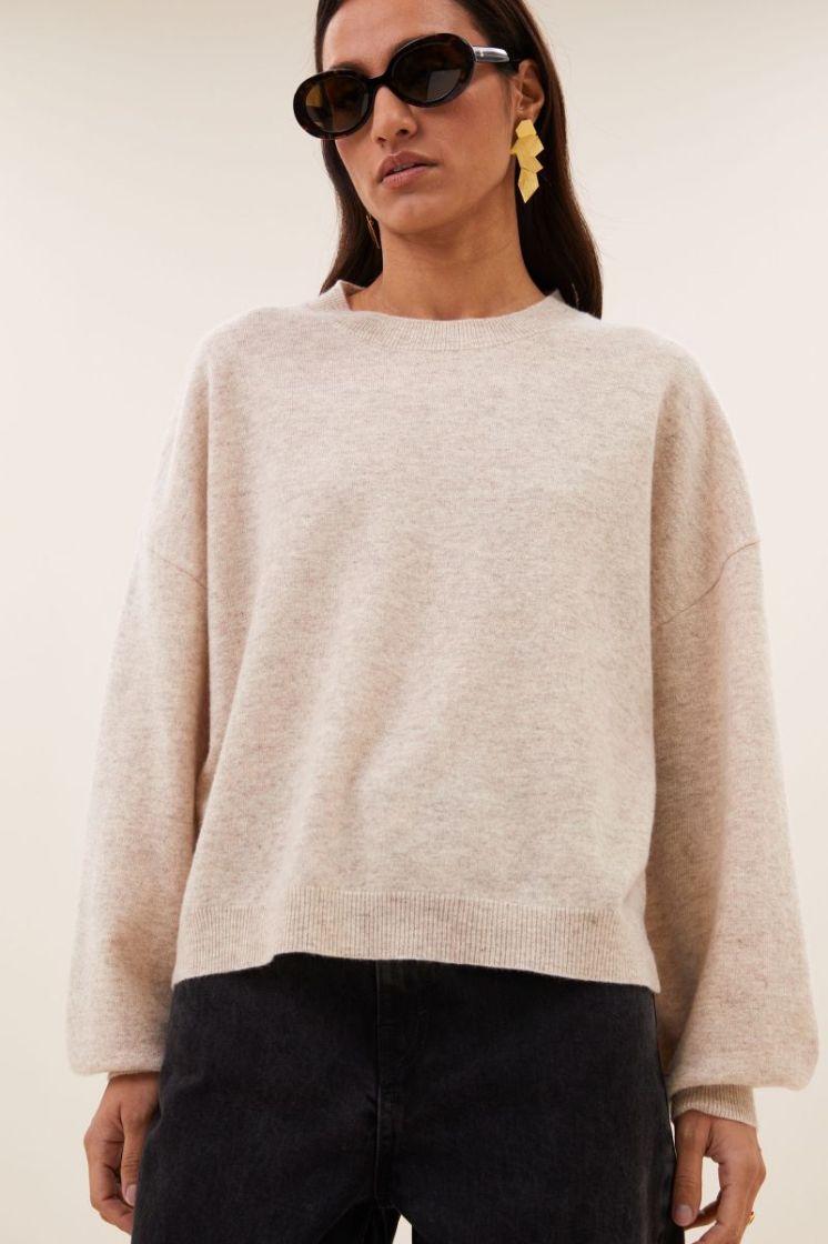 Sammie Round Neck Pullover 826-Oyster mele
