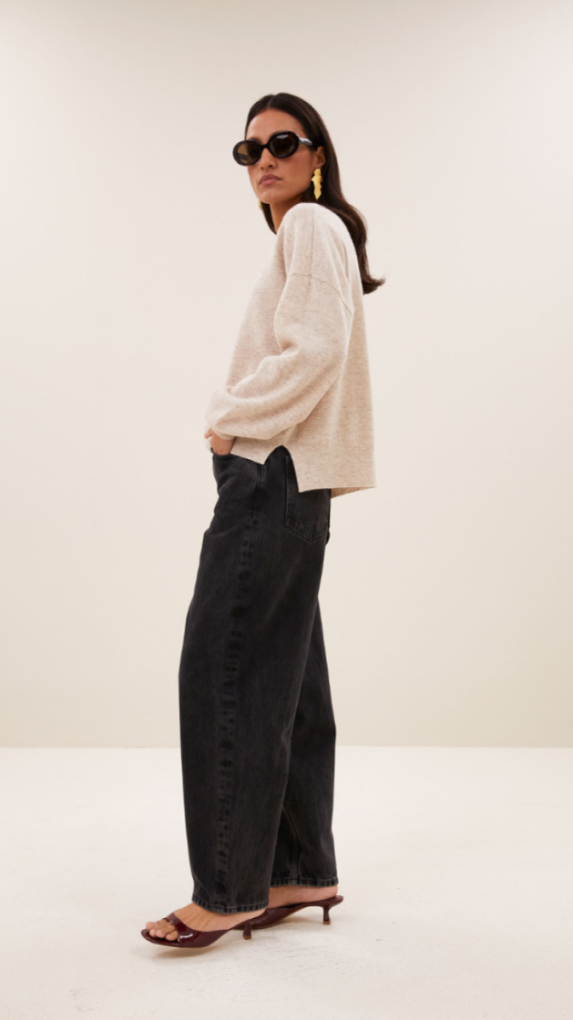 Sammie Round Neck Pullover 826-Oyster mele