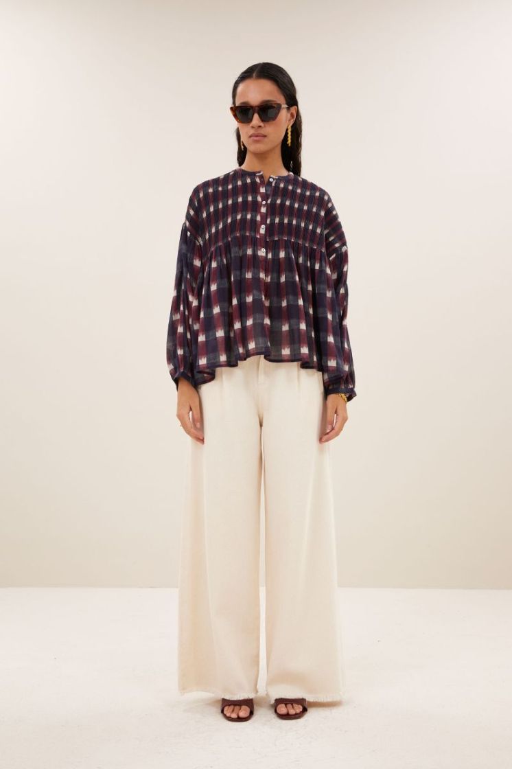 Mine Ikat Blouse 911-Wine Ikat P